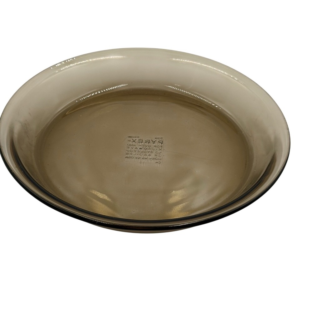 Pyrex Visions Amber Brown Glass Pie Plate 209 23cm Round Baking Dish USA